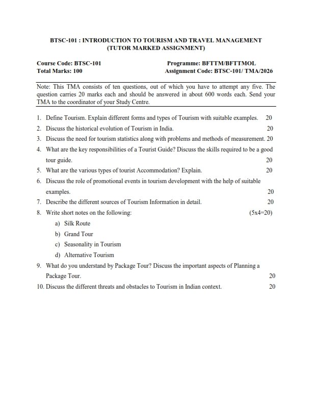 IGNOU BTSC-101 Solved Assignment 2026 English Medium
