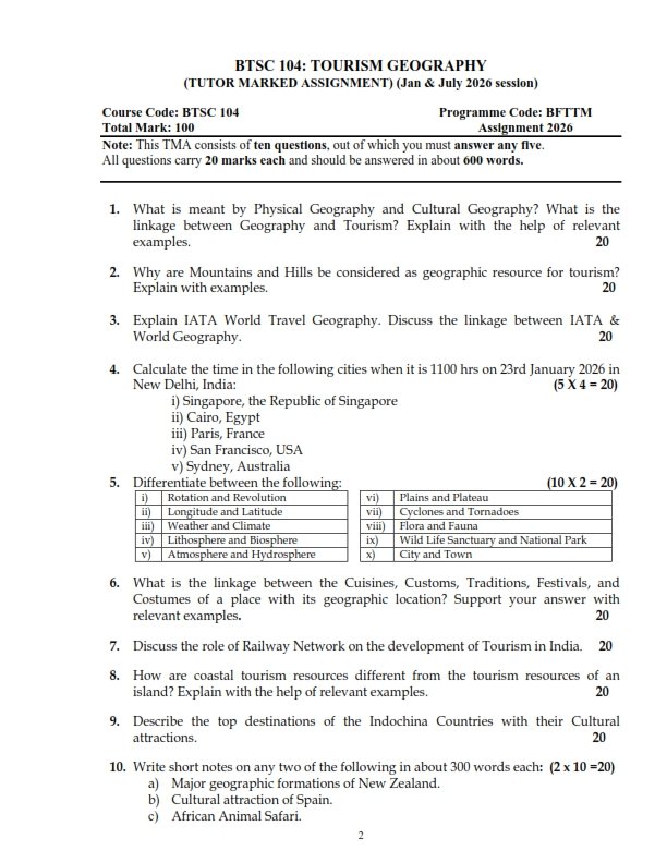 IGNOU BTSC-104 Solved Assignment 2026 English Medium