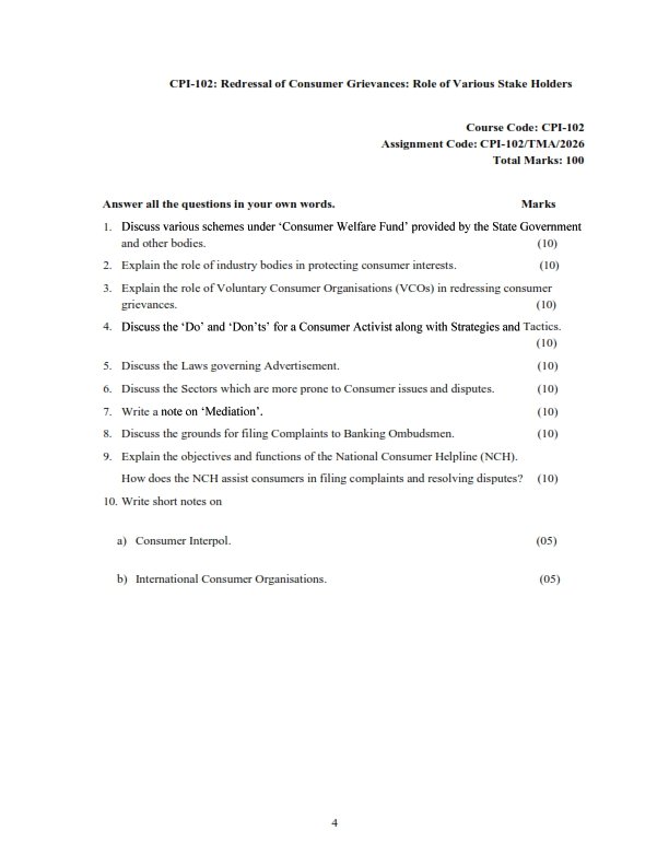 IGNOU CPI-102 Solved Assignment 2026 English Medium