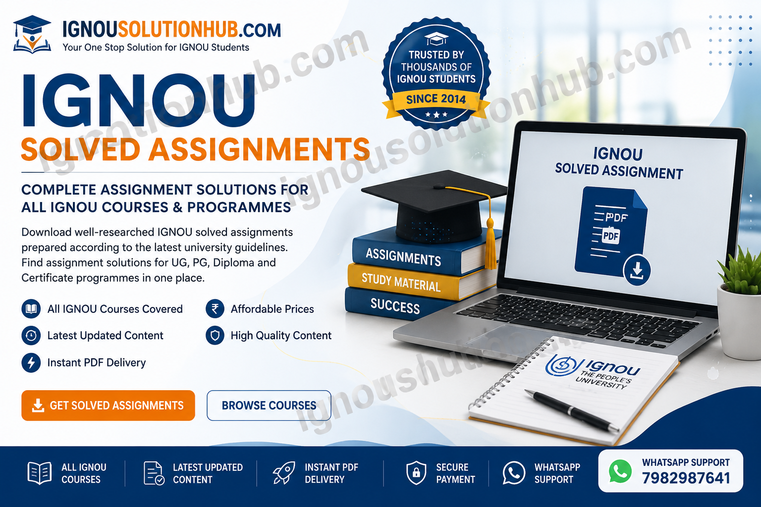 IGNOU Solved Assignments for all courses with latest updated study material, instant PDF delivery and affordable academic support.