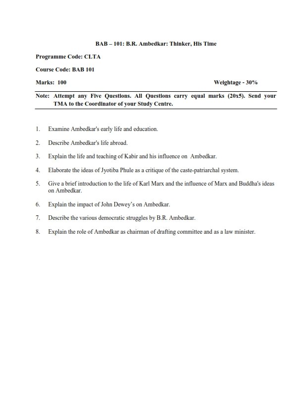 IGNOU BAB-101 Solved Assignment 2026 English Medium