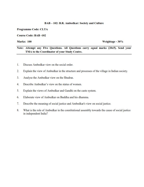 IGNOU BAB-102 Solved Assignment 2026 English Medium