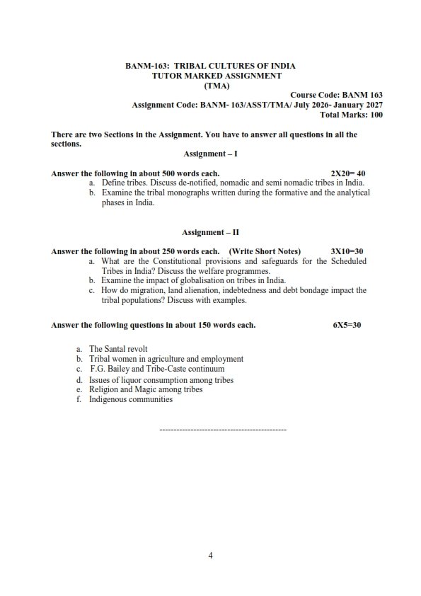 IGNOU BANM-163 Solved Assignment 2026-27 English Medium