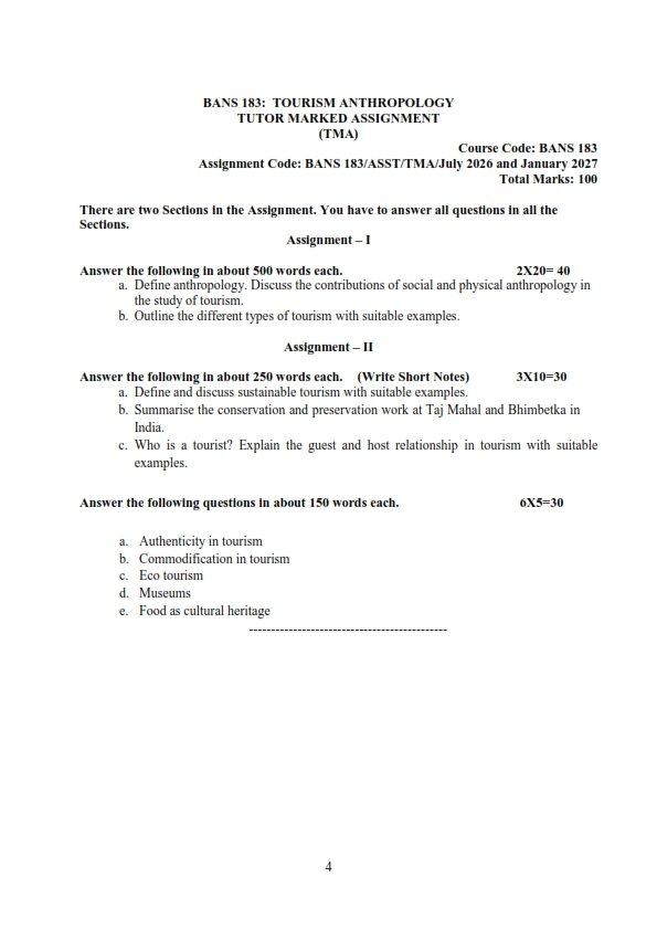 IGNOU BANS-183 Solved Assignment 2026-27 English Medium