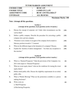 IGNOU BCOC-135 Solved Assignment 2026-27 English Medium