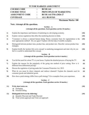 IGNOU BCOE-141 Solved Assignment 2026-27 English Medium