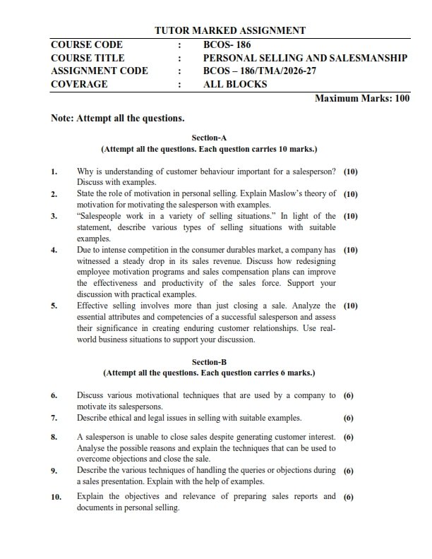 IGNOU BCOS-186 Solved Assignment 2026-27 English Medium