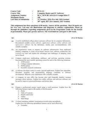IGNOU BCS-111 Solved Assignment 2026-27 English Medium