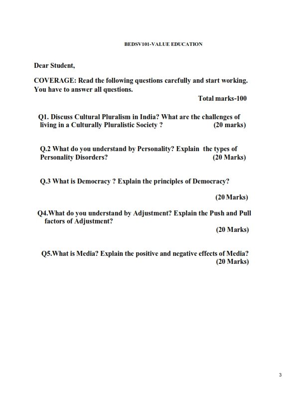 IGNOU BEDSV-101 Solved Assignment 2026 English Medium