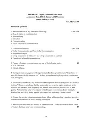 IGNOU BEGAE-182 Solved Assignment 2026-27 English Medium