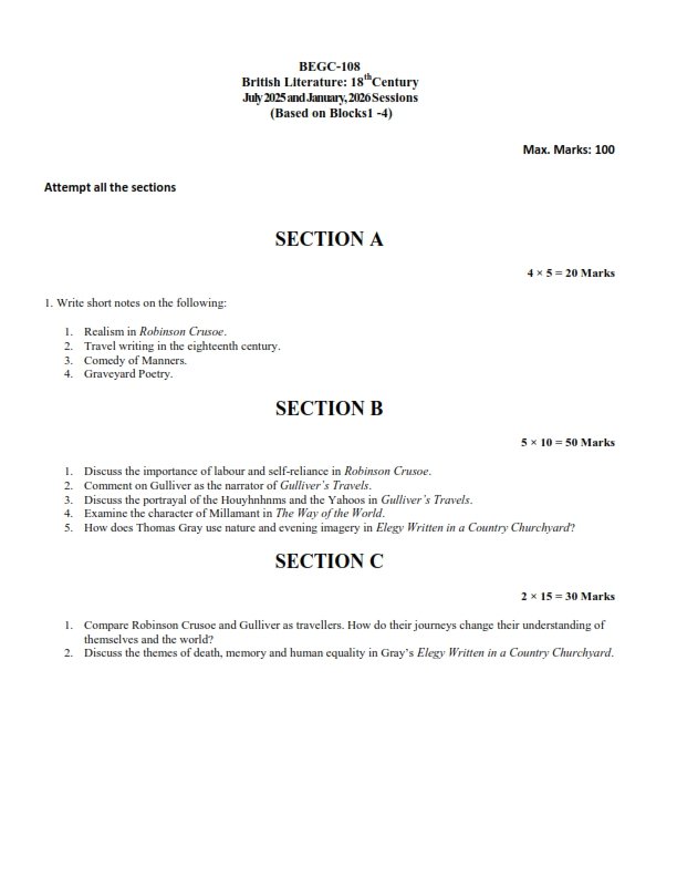 IGNOU BEGC-108 Solved Assignment 2026-27 English Medium