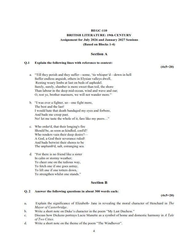 IGNOU BEGC-110 Solved Assignment 2026-27 English Medium