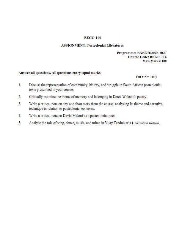 IGNOU BEGC-114 Solved Assignment 2026-27 English Medium