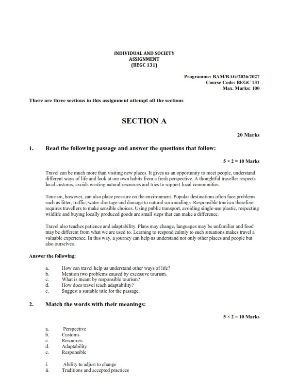 IGNOU BEGC-131 Solved Assignment 2026-27 English Medium