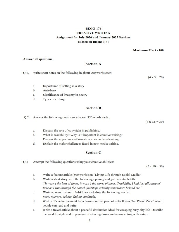 IGNOU BEGG-174 Solved Assignment 2026-27 English Medium