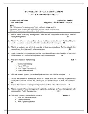 IGNOU BFO-03 Solved Assignment 2026 English Medium