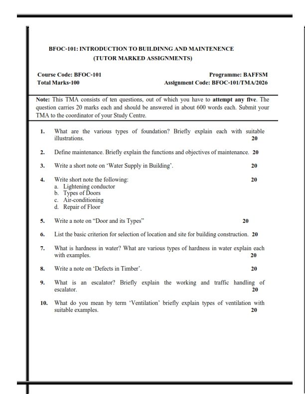 IGNOU BFOC-01 Solved Assignment 2026 English Medium