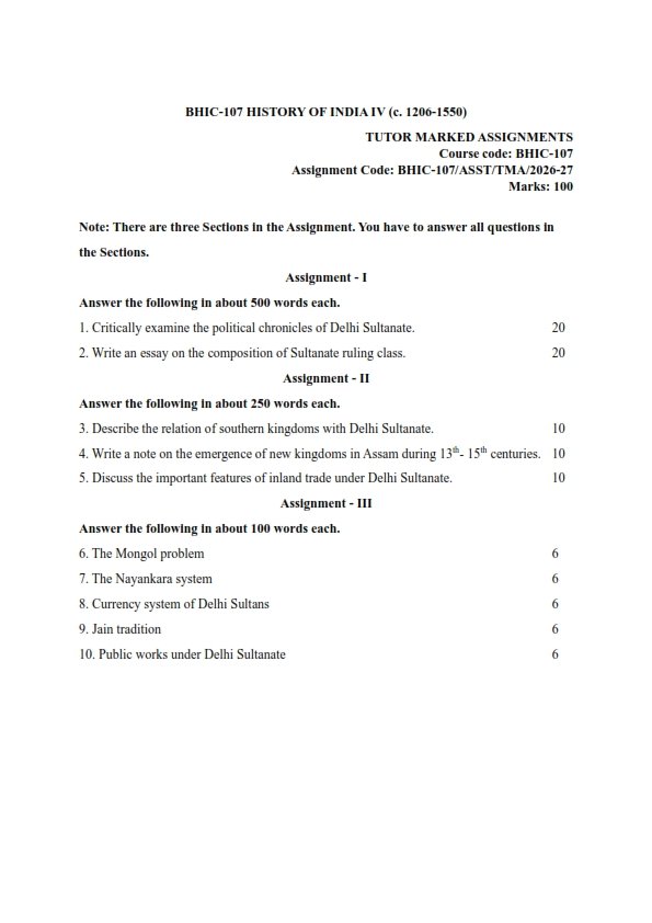 IGNOU BHIC-107 Solved Assignment 2026-27 English Medium