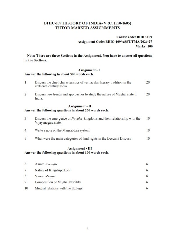 IGNOU BHIC-109 Solved Assignment 2026-27 English Medium