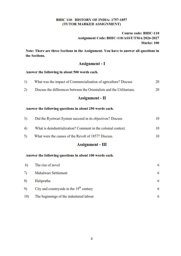IGNOU BHIC-110 Solved Assignment 2026-27 English Medium