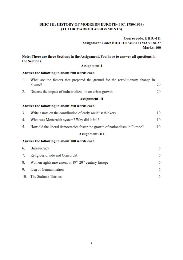 IGNOU BHIC-111 Solved Assignment 2026-27 English Medium