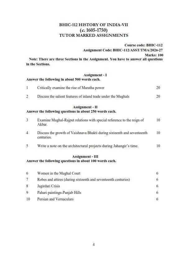 IGNOU BHIC-112 Solved Assignment 2026-27 English Medium
