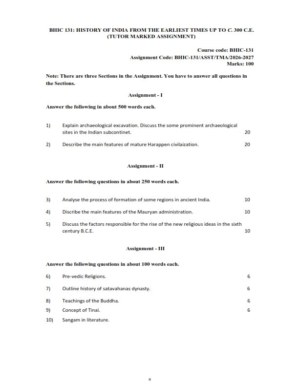 IGNOU BHIC-131 Solved Assignment 2026-27 English Medium