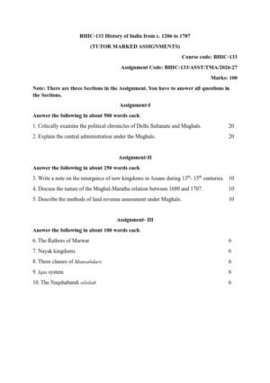 IGNOU BHIC-133 Solved Assignment 2026-27 English Medium