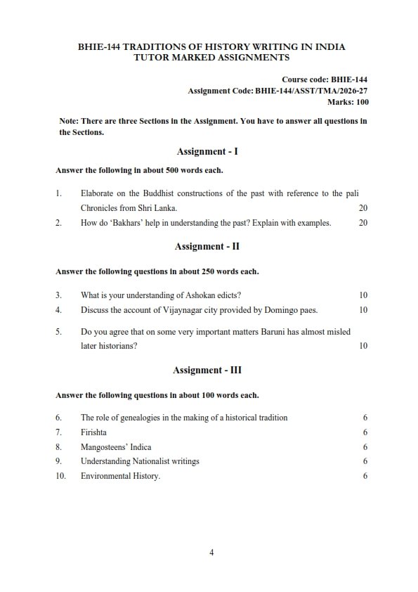 IGNOU BHIE-144 Solved Assignment 2026-27 English Medium