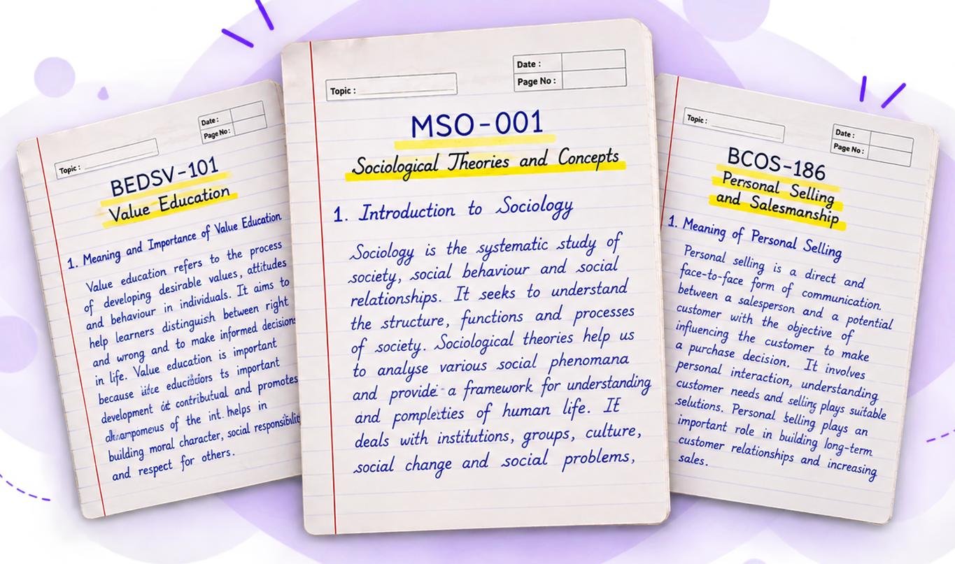 IGNOU Handwritten Assignment Scan PDF and Hard Copy preview