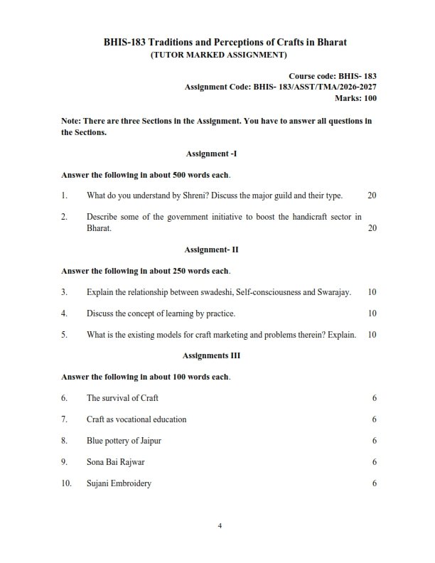 IGNOU BHIS-183 Solved Assignment 2026-27 Hindi Medium