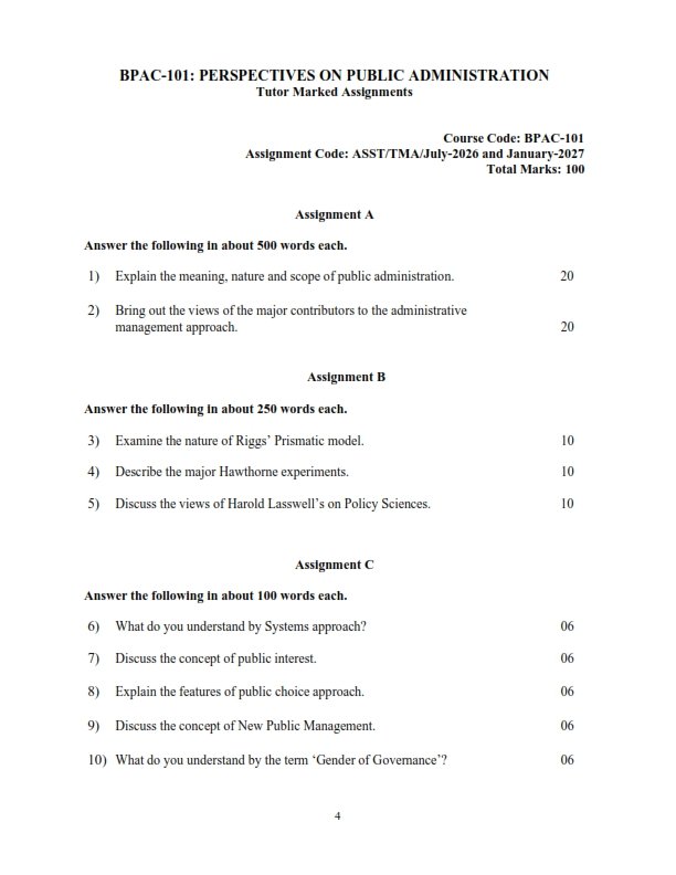 IGNOU BPAC-101 Solved Assignment 2026-27 English Medium