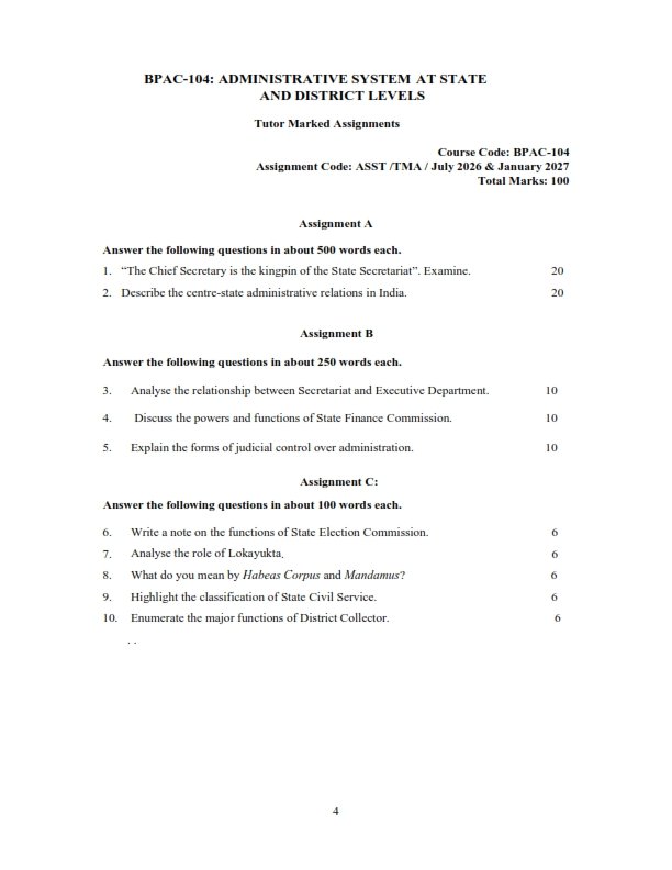 IGNOU BPAC-104 Solved Assignment 2026-27 English Medium