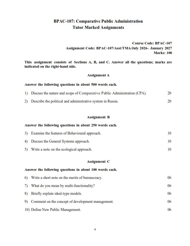 IGNOU BPAC-107 Solved Assignment 2026-27 English Medium