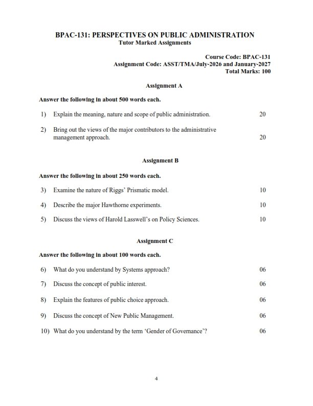 IGNOU BPAC-131 Solved Assignment 2026-27 English Medium