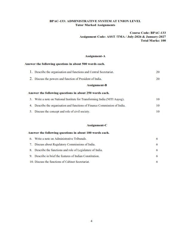IGNOU BPAC-133 Solved Assignment 2026-27 English Medium