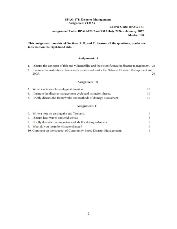 IGNOU BPAG-171 Solved Assignment 2026-27 English Medium