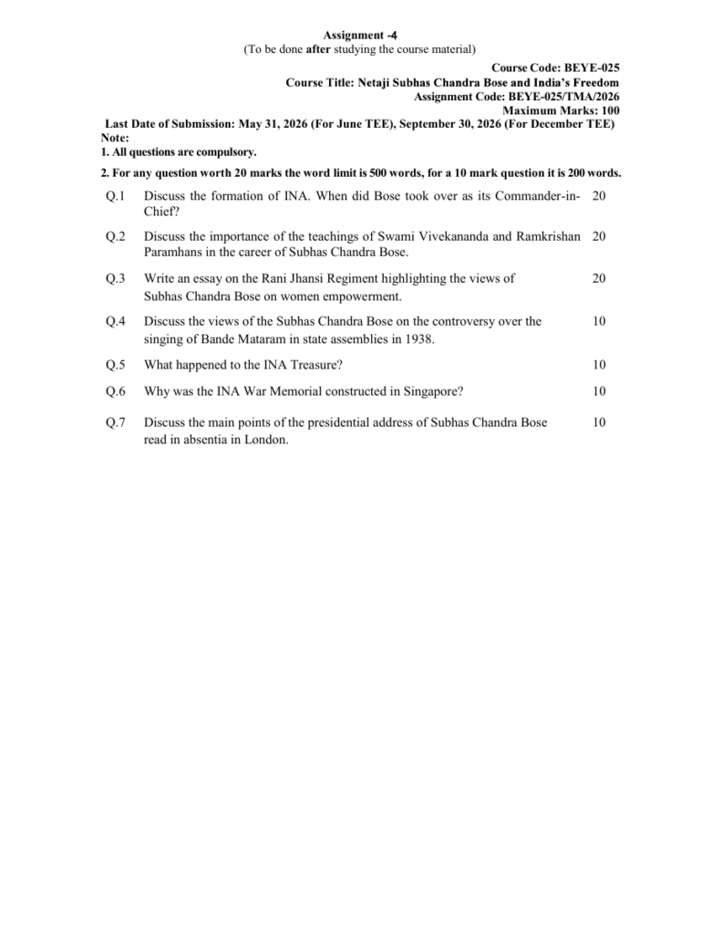 IGNOU BEYE-025 Solved Assignment 2026 English Medium