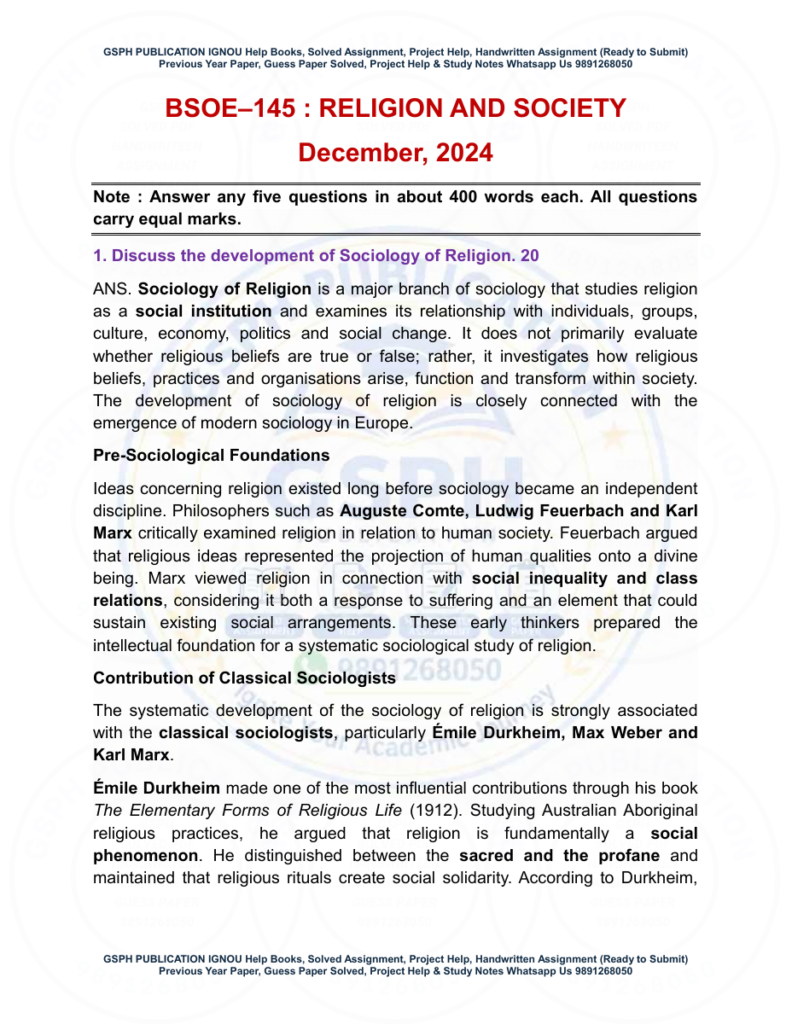 IGNOU BSOE-145 Previous Year Solved Question Paper English Medium (DECEMBER 2024)