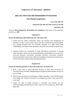 IGNOU BESC-102 Solved Assignment January 2026 & July 2026 English Medium